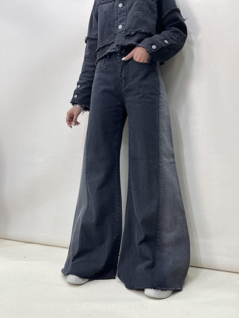 شلوار جین زنانه شافل زغالی