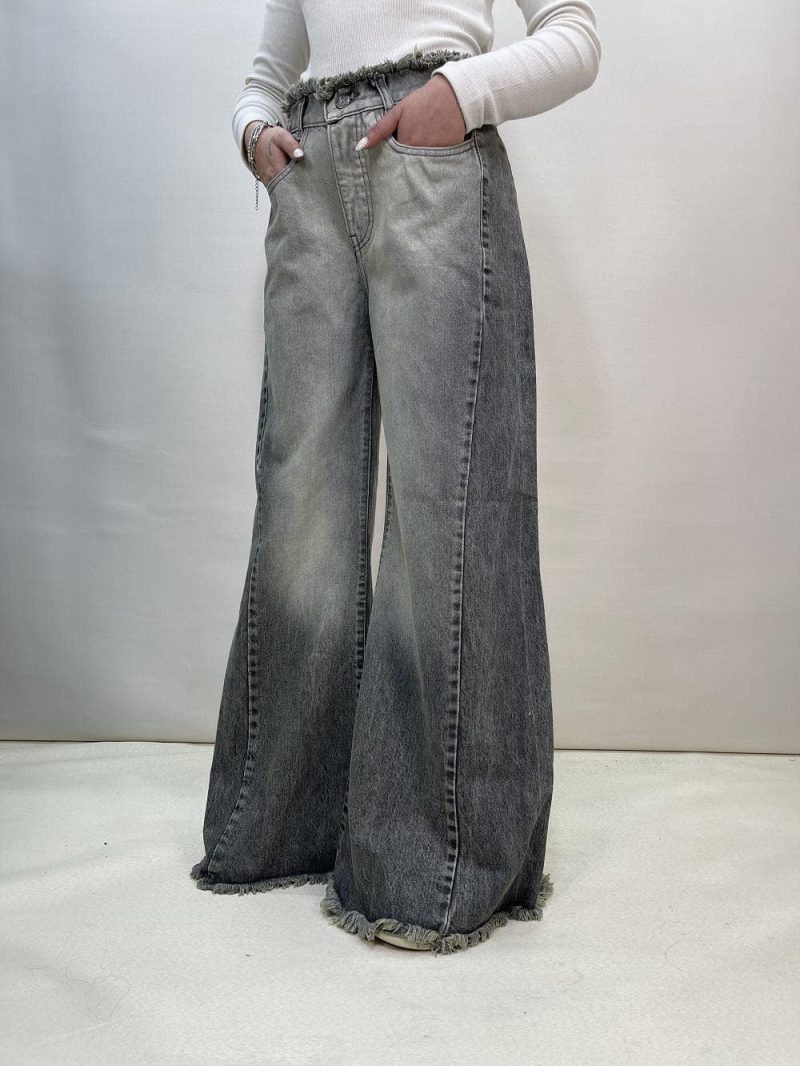 شلوار جین زنانه شافل طوسی