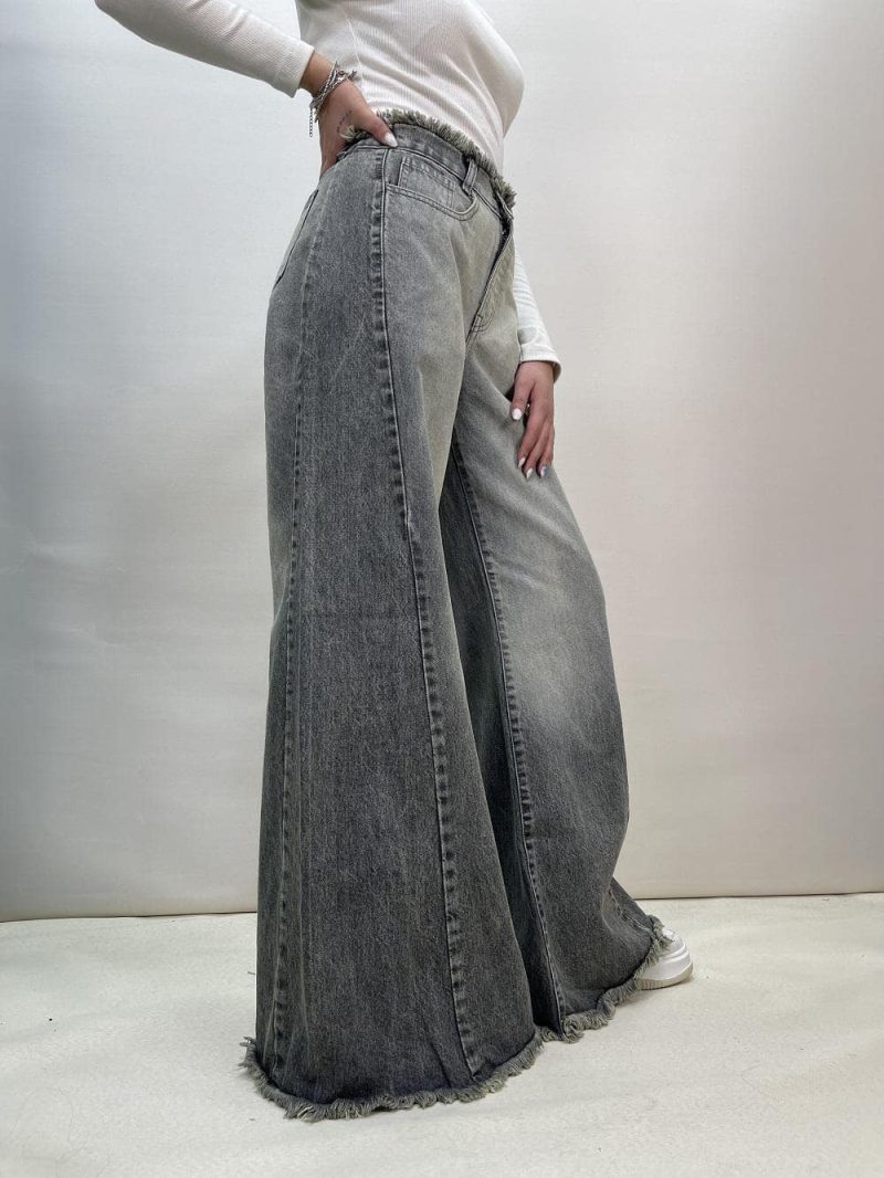 شلوار جین زنانه شافل طوسی