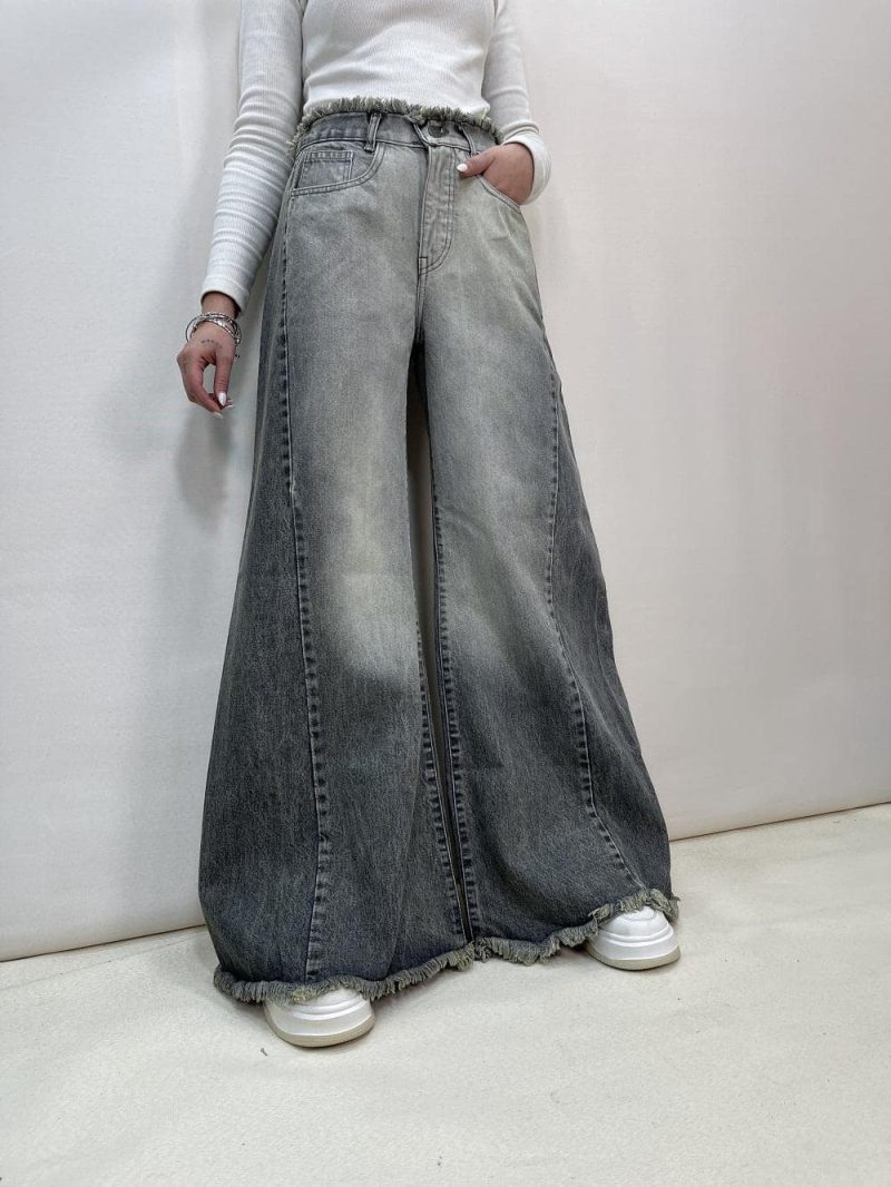 شلوار جین زنانه شافل طوسی