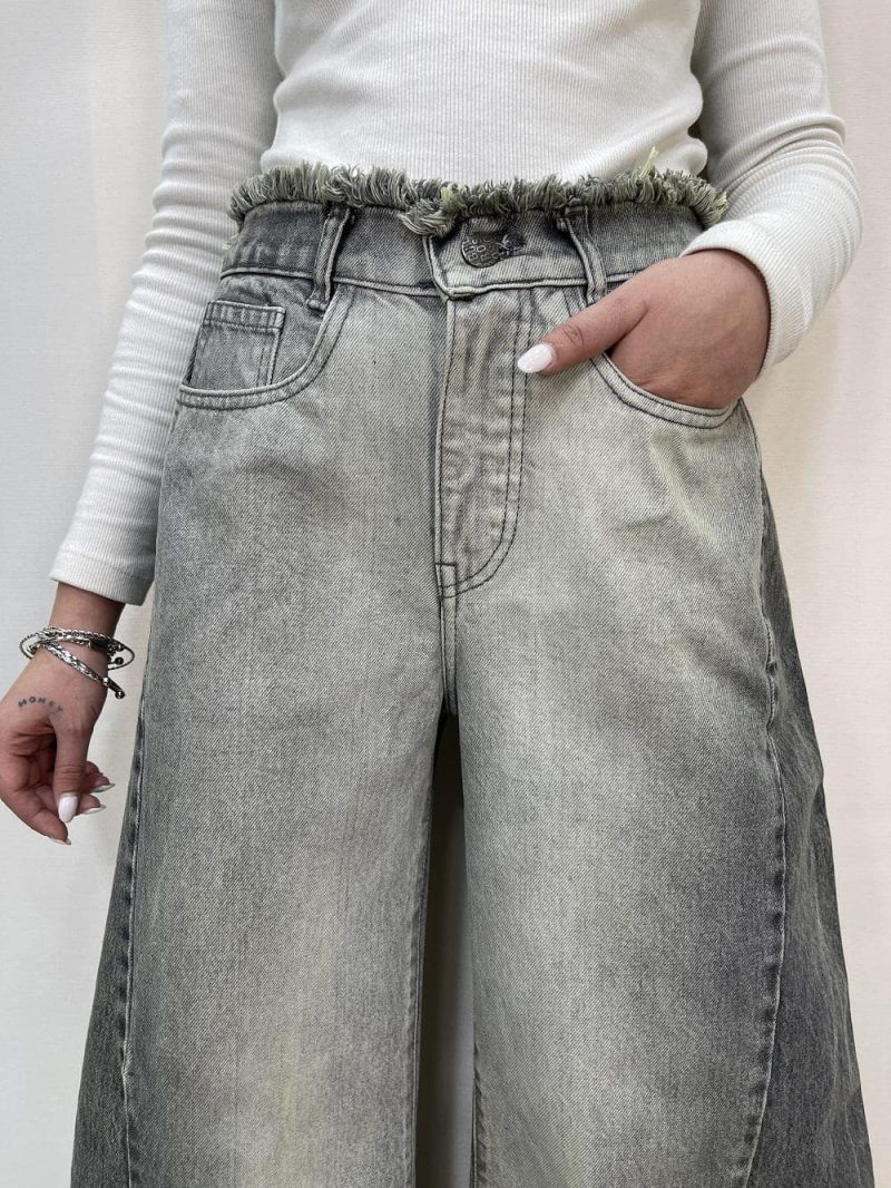 شلوار جین زنانه شافل طوسی