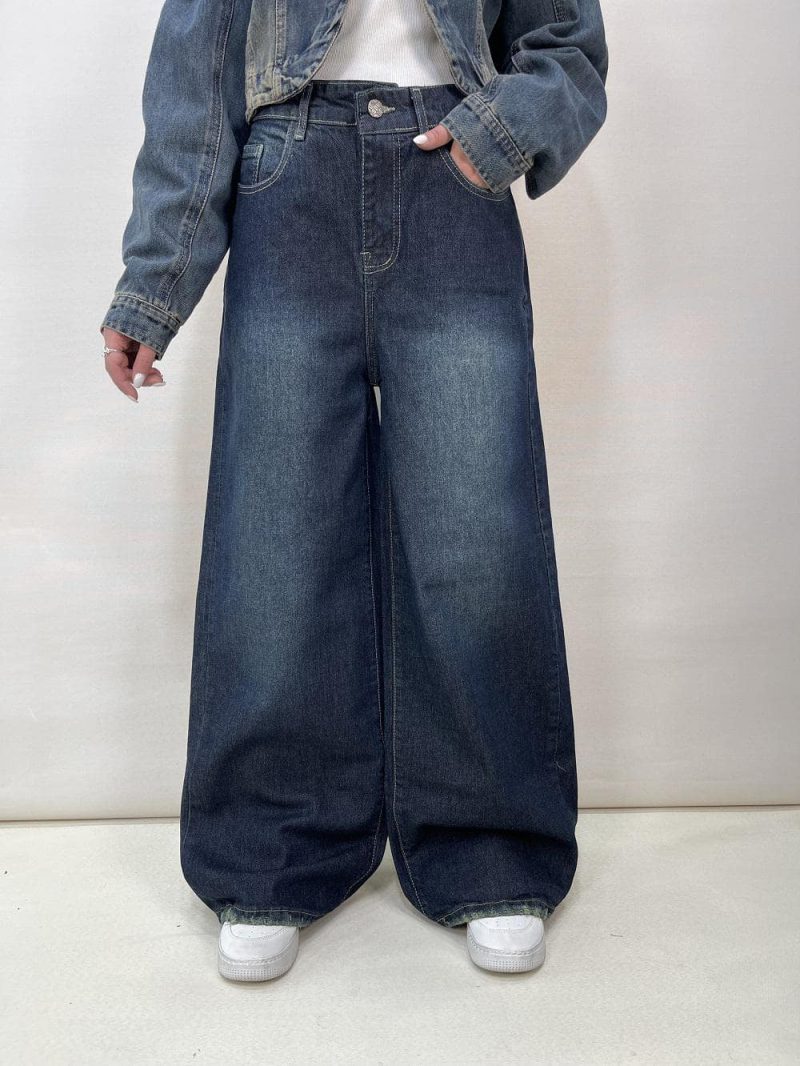 شلوار جین زنانه فول بگ سرمه ای