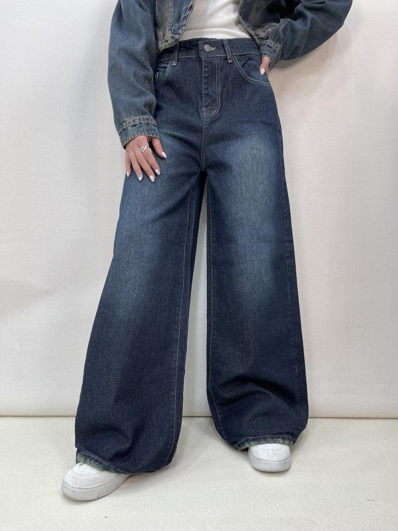 شلوار جین زنانه فول بگ سرمه ای