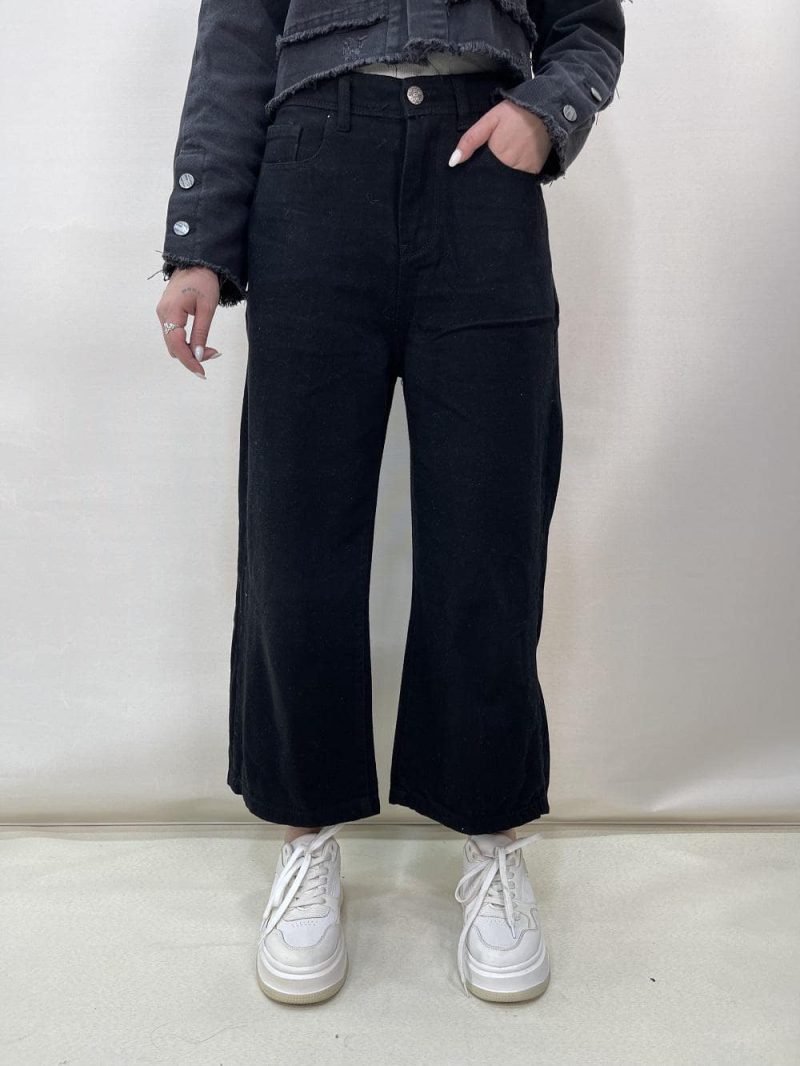 شلوار جین زنانه بگ مشکی قد 90