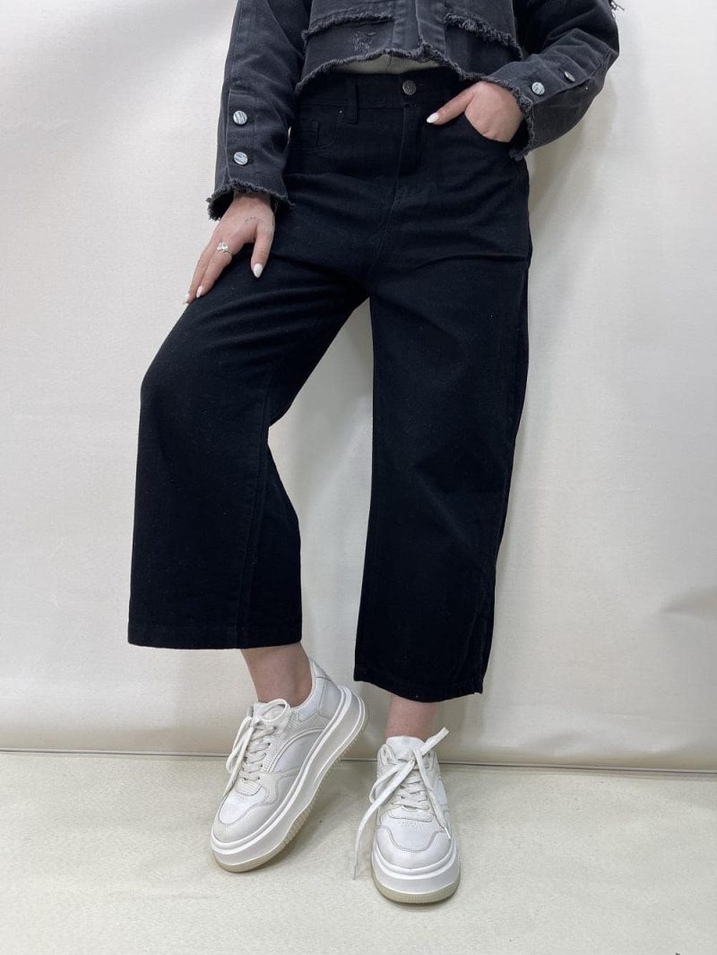 شلوار جین زنانه بگ مشکی قد 90