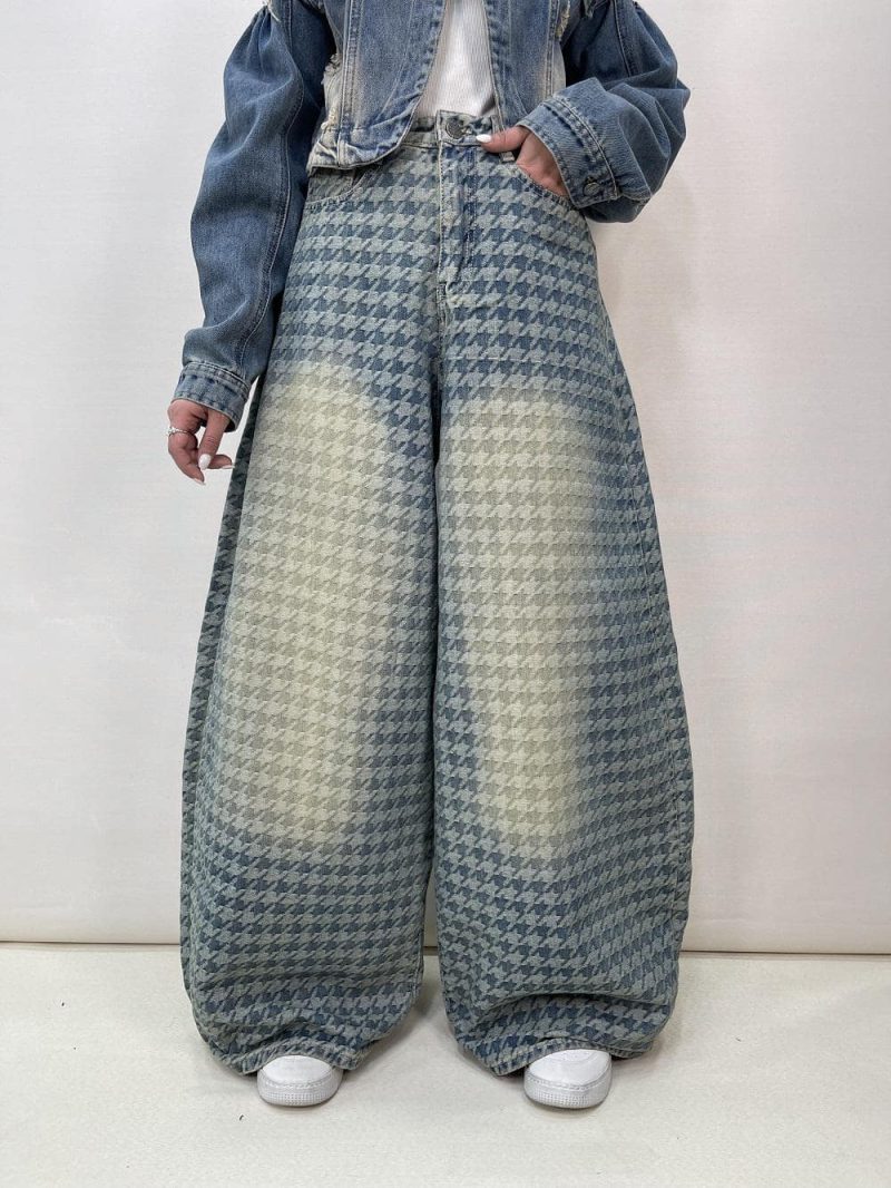 شلوار جین زنانه سوپر بگ بالون طرحدار