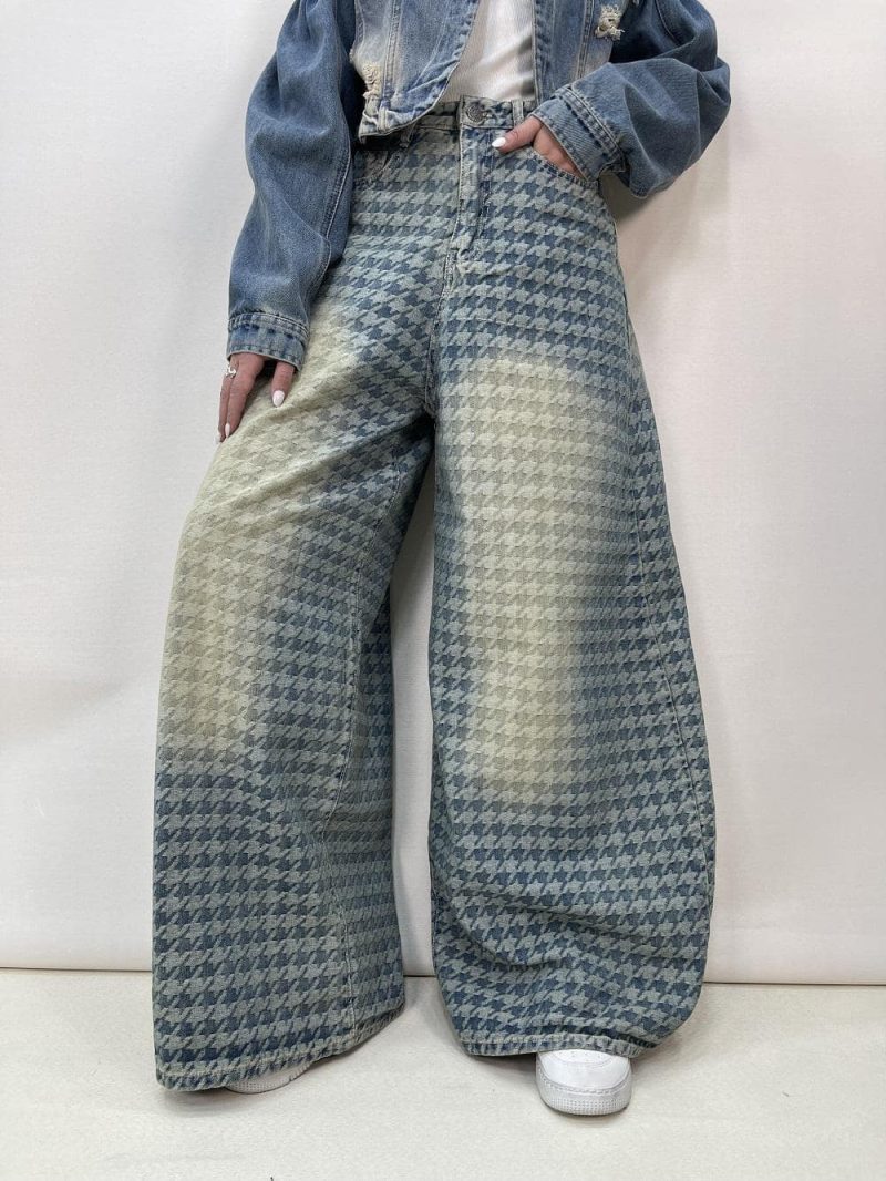 شلوار جین زنانه سوپر بگ بالون طرحدار