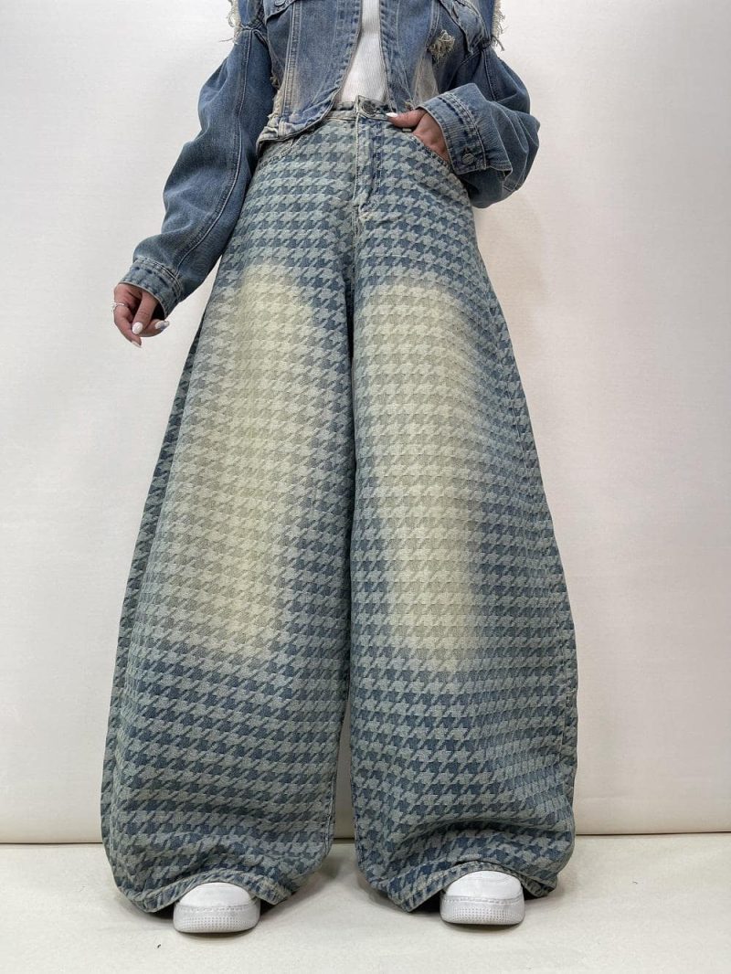 شلوار جین زنانه سوپر بگ بالون طرحدار