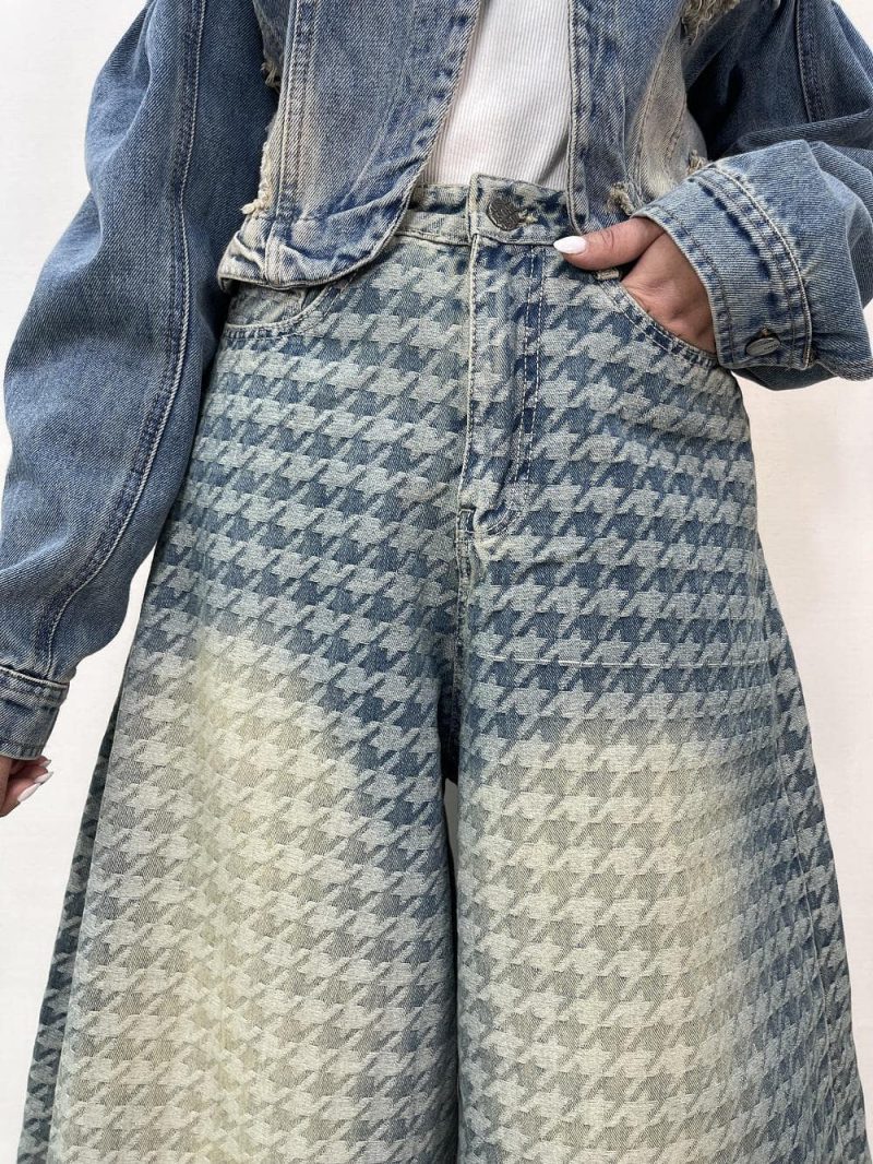 شلوار جین زنانه سوپر بگ بالون طرحدار