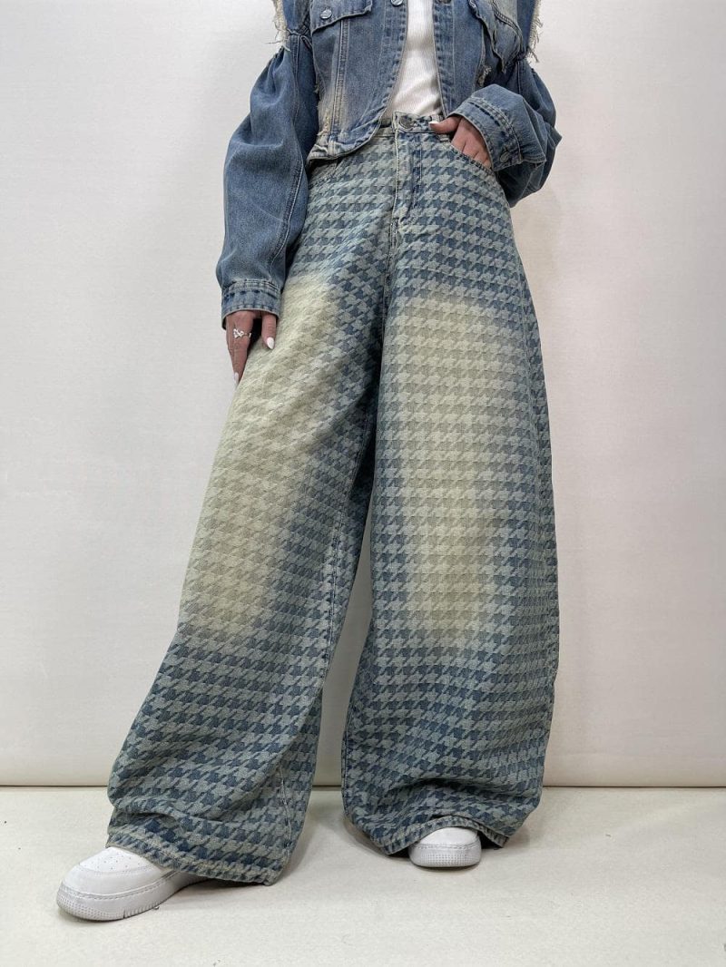 شلوار جین زنانه سوپر بگ بالون طرحدار