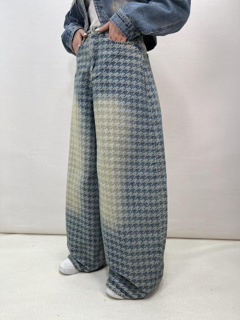 شلوار جین زنانه سوپر بگ بالون طرحدار