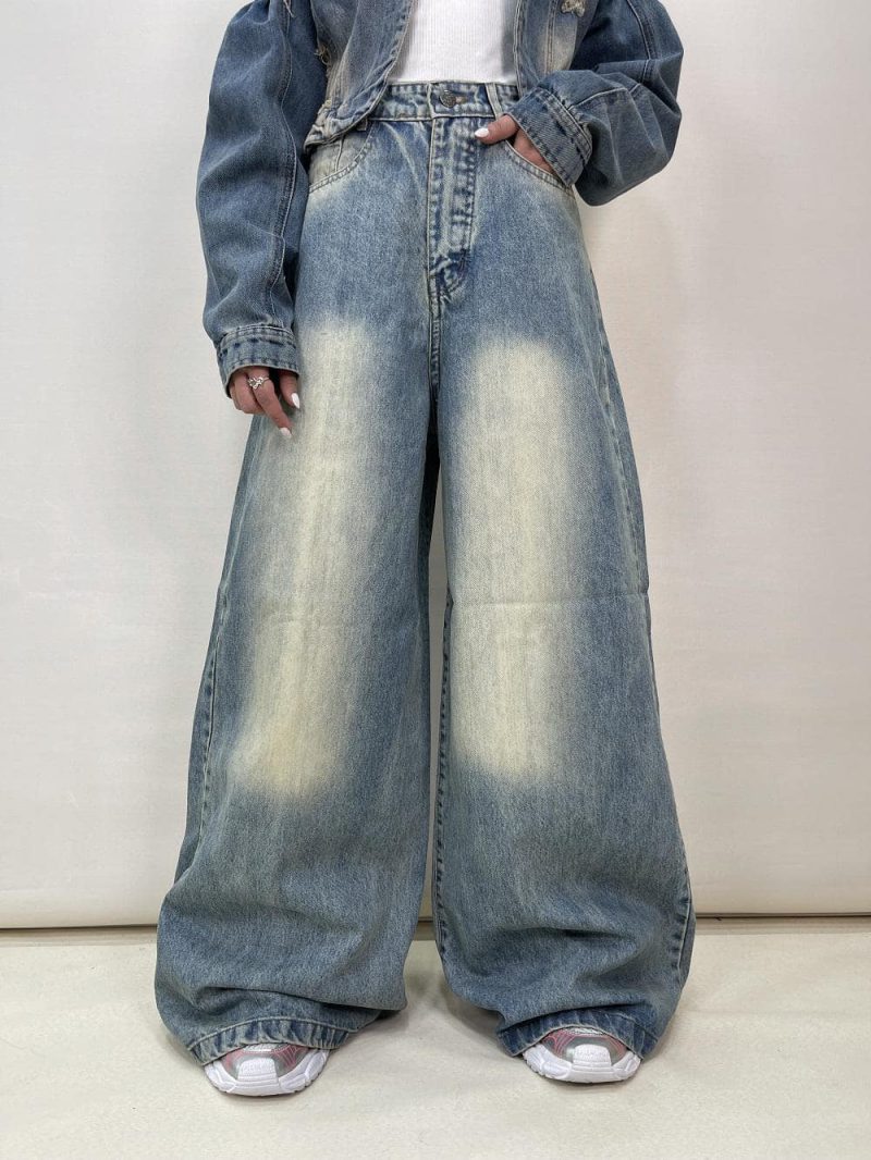 شلوار جین زنانه سوپر بگ آبی سنگشور