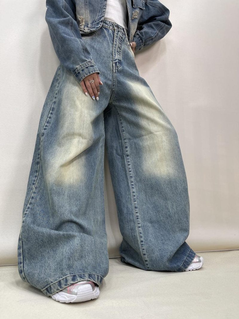 شلوار جین زنانه سوپر بگ آبی سنگشور