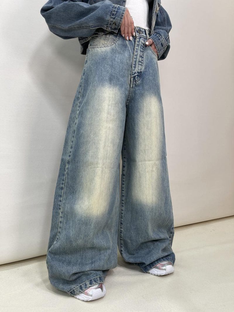 شلوار جین زنانه سوپر بگ آبی سنگشور