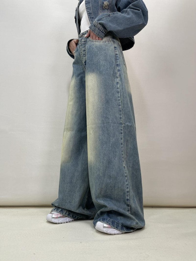 شلوار جین زنانه سوپر بگ آبی سنگشور