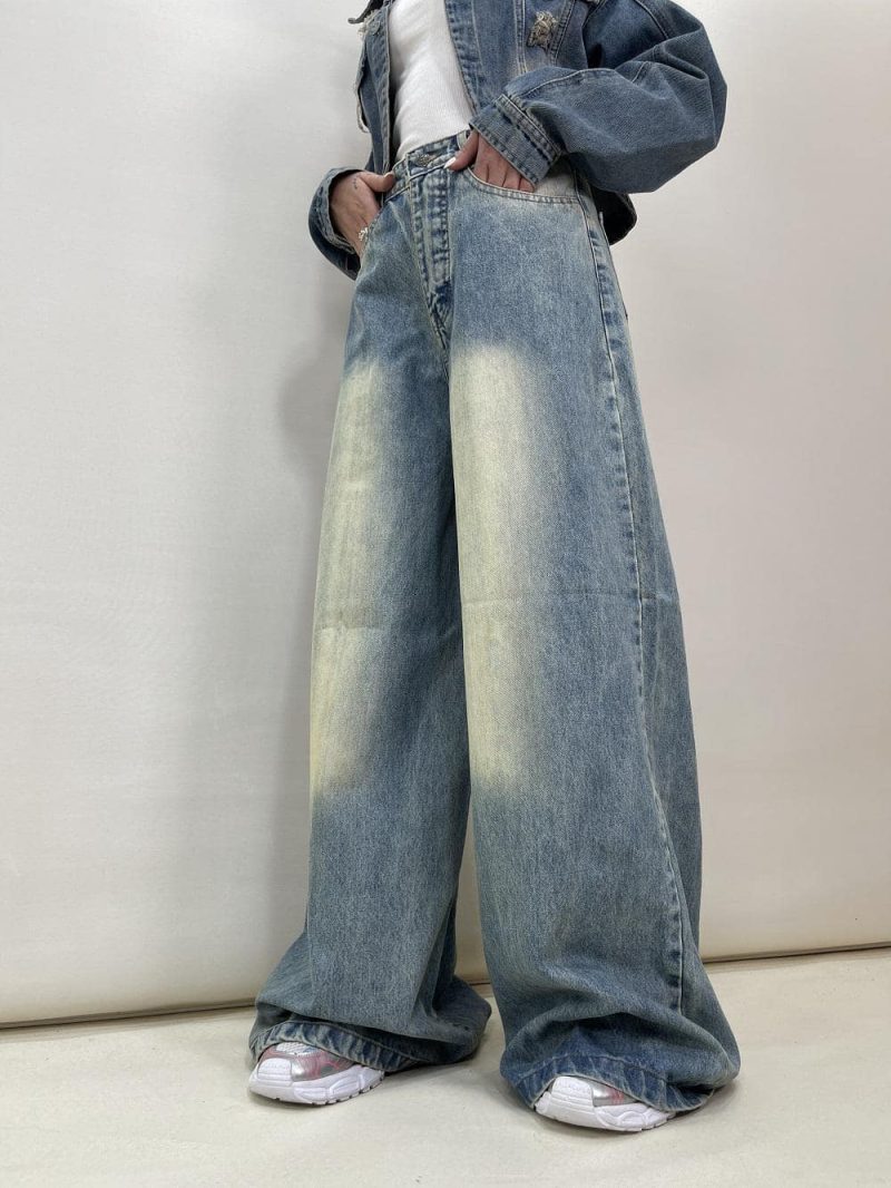 شلوار جین زنانه سوپر بگ آبی سنگشور