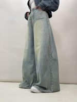 شلوار جین زنانه سوپر بگ آبی طرحدار