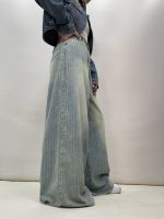 شلوار جین زنانه سوپر بگ آبی طرحدار