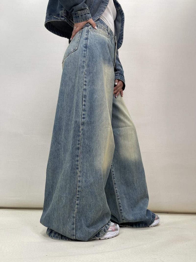 شلوار جین زنانه سوپر بگ آبی سنگشور