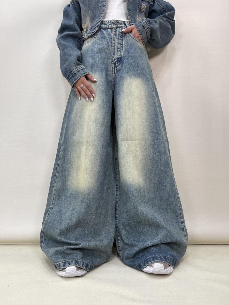 شلوار جین زنانه سوپر بگ آبی سنگشور