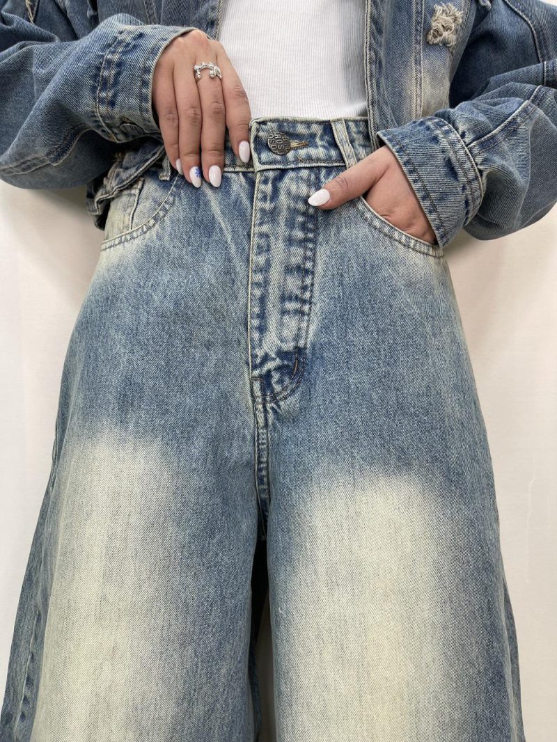 شلوار جین زنانه سوپر بگ آبی سنگشور