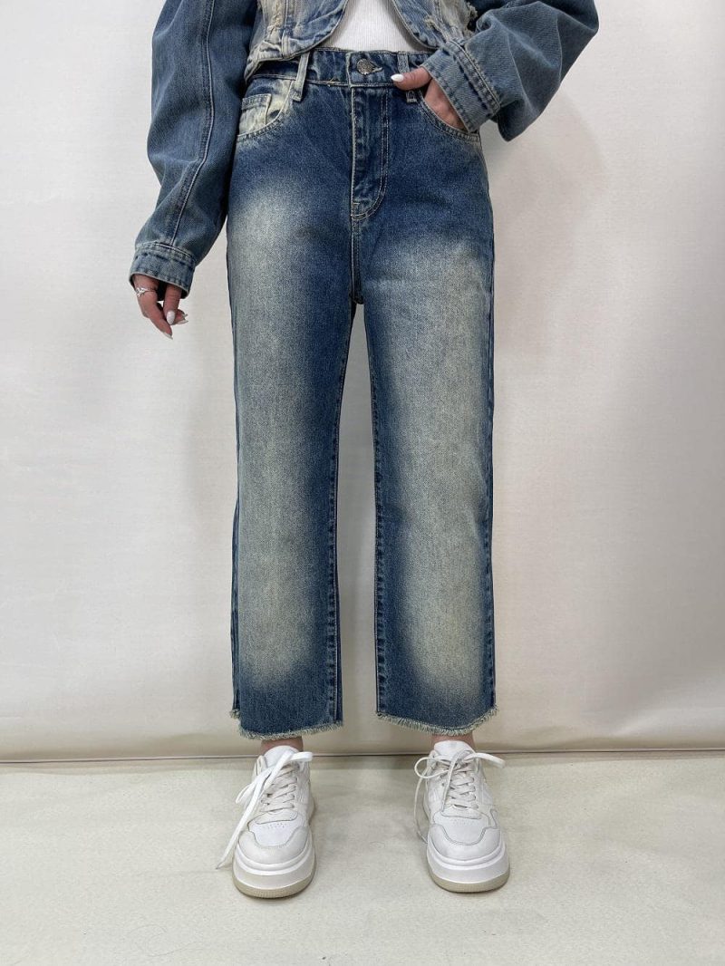 شلوار جین زنانه واید لگ آبی