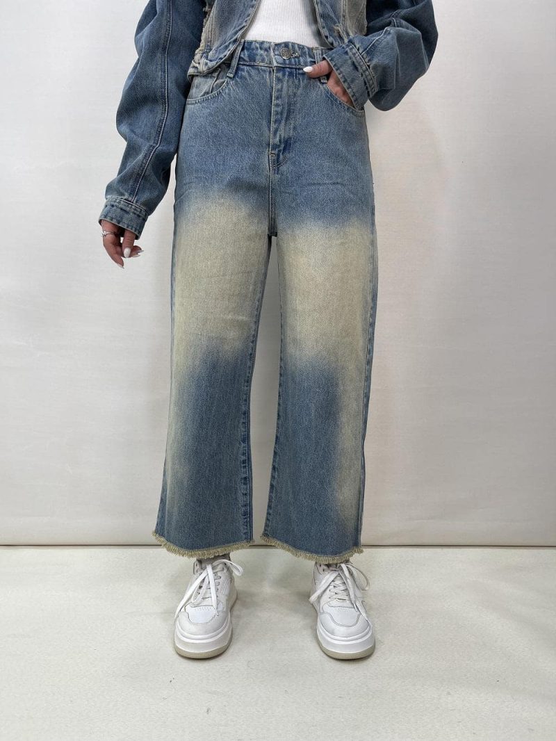 شلوار جین زنانه واید لگ آبی