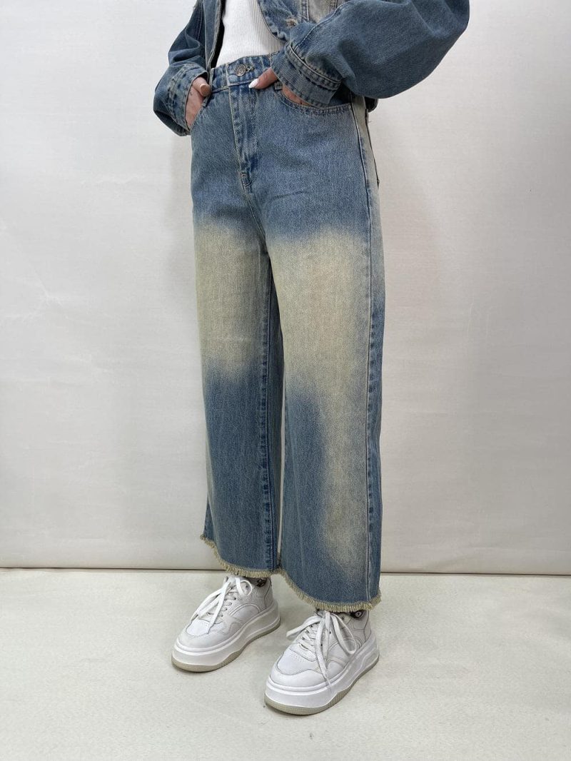 شلوار جین زنانه واید لگ آبی