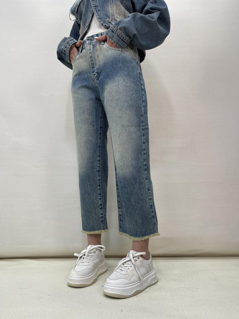 شلوار جین زنانه واید لگ آبی