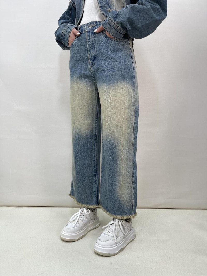 شلوار جین زنانه واید لگ آبی