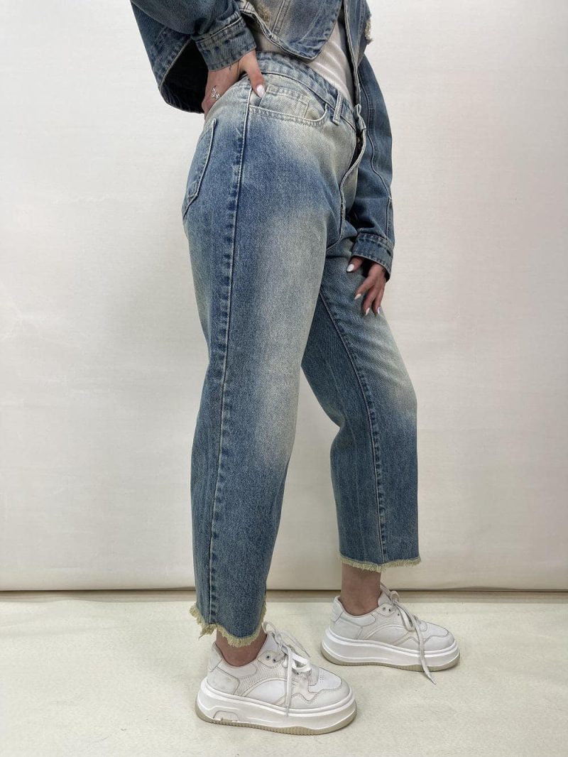 شلوار جین زنانه واید لگ آبی