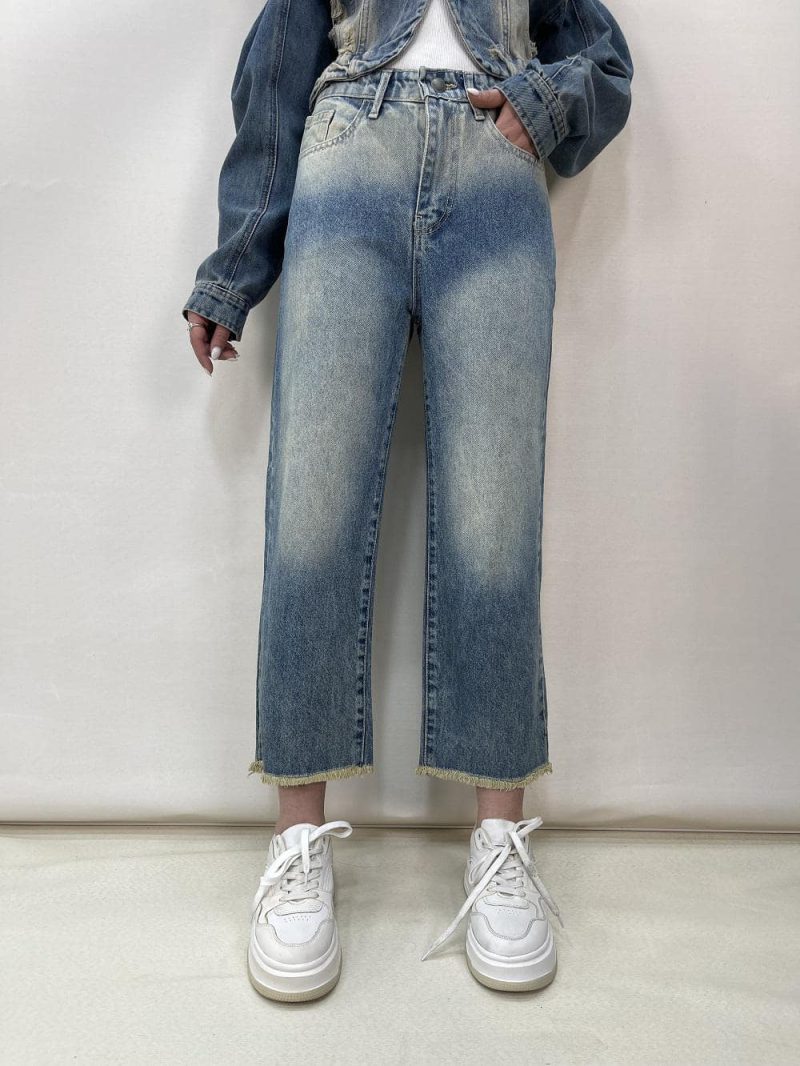 شلوار جین زنانه واید لگ آبی