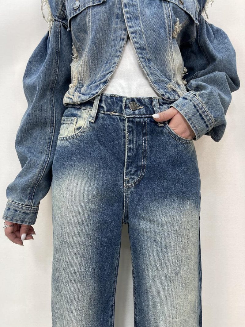 شلوار جین زنانه واید لگ آبی