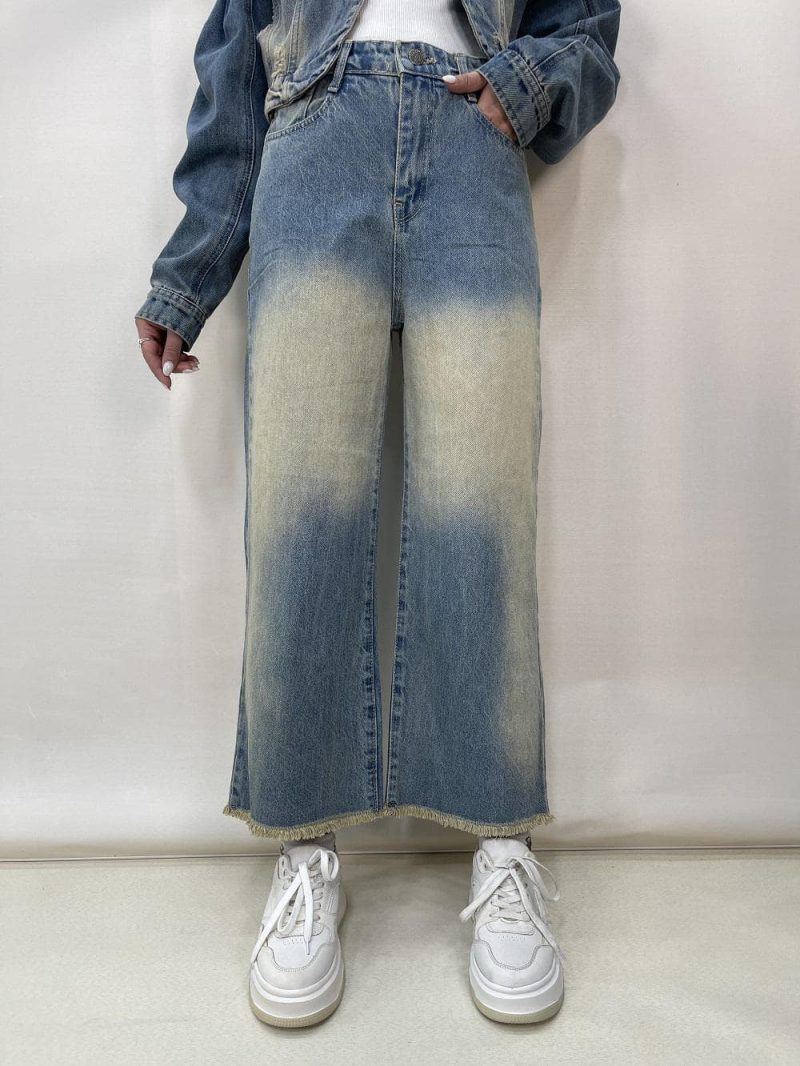 شلوار جین زنانه واید لگ آبی