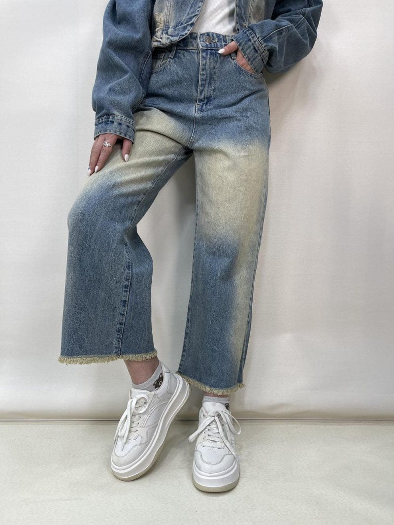 شلوار جین زنانه واید لگ آبی