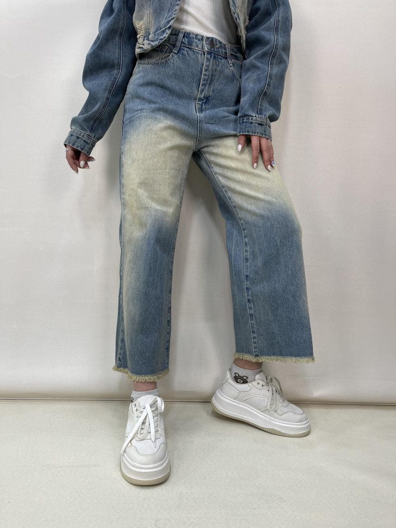 شلوار جین زنانه واید لگ آبی