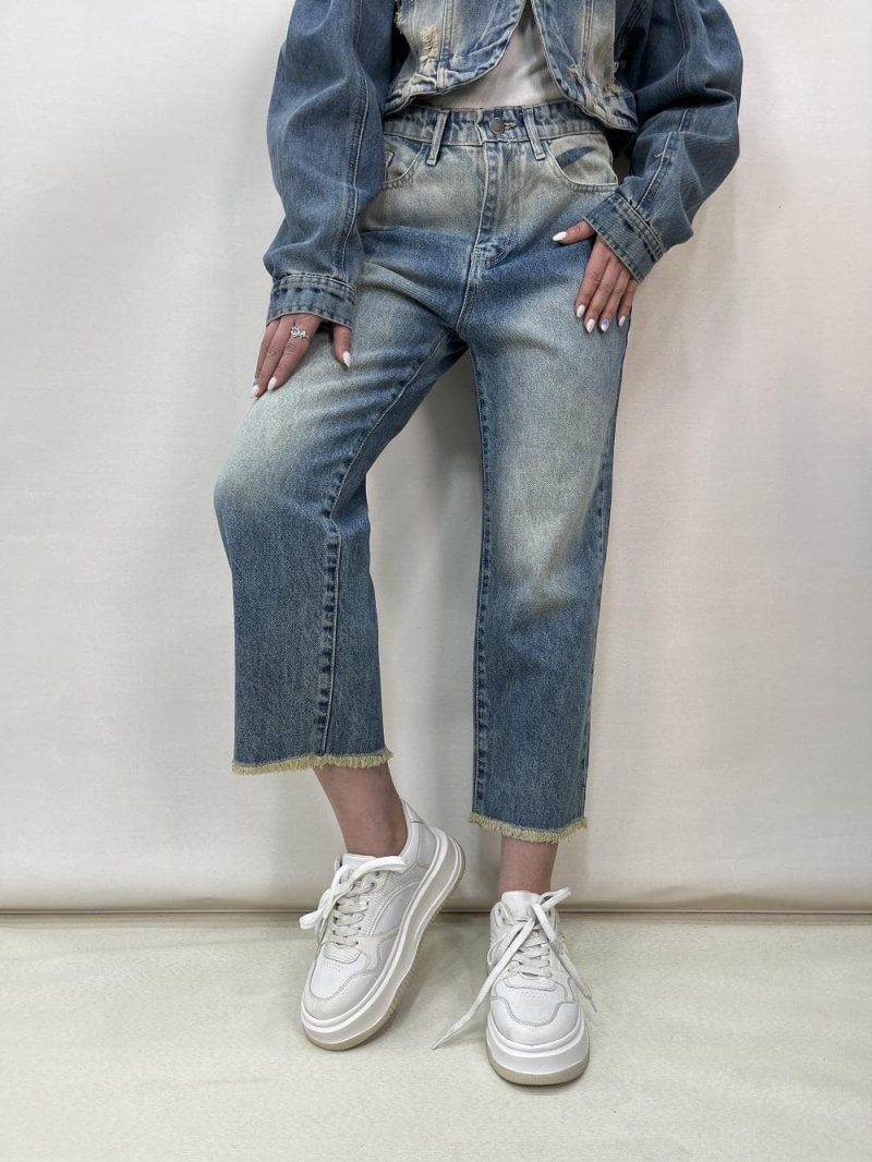 شلوار جین زنانه واید لگ آبی