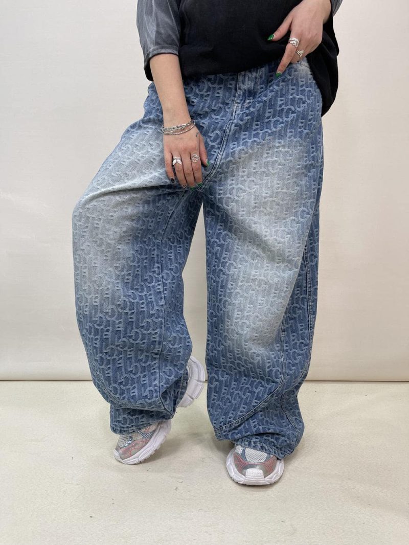 شلوار جین زنانه بالونی طرحدار گوچی