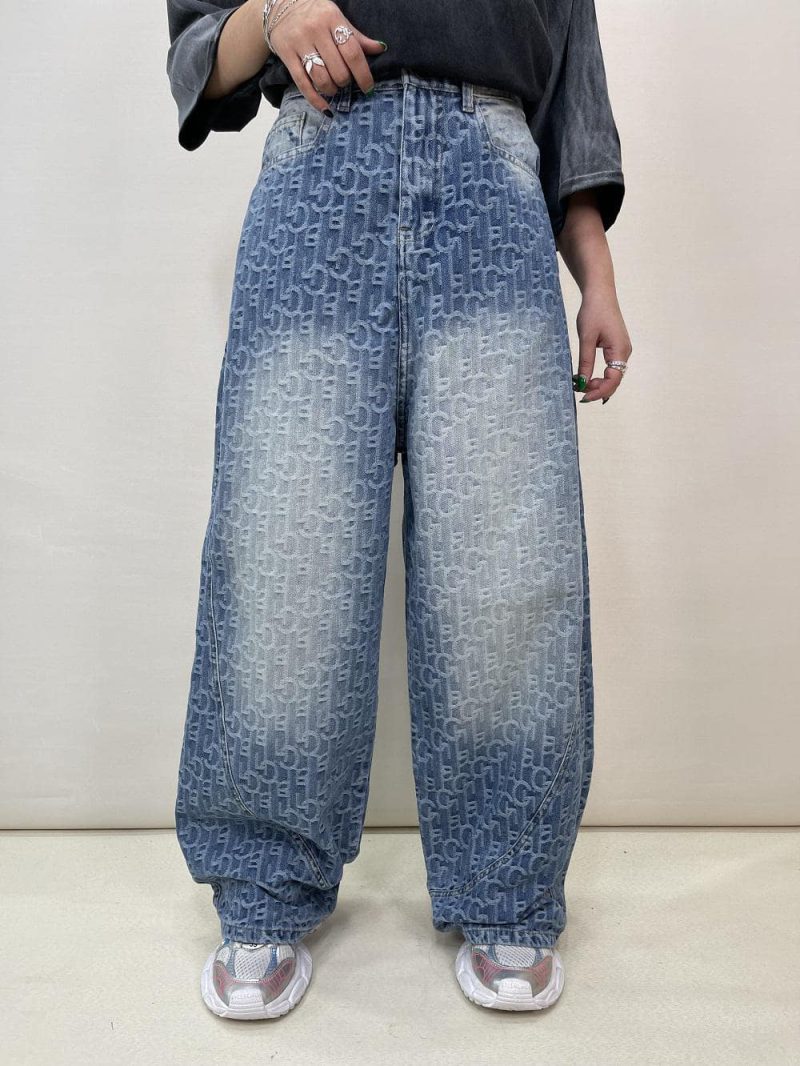 شلوار جین زنانه بالونی طرحدار گوچی