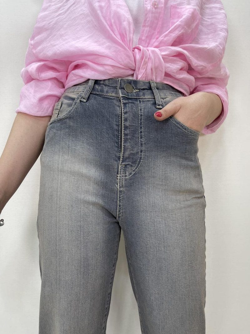 شلوار جین زنانه نیم بگ آبی سنگشور