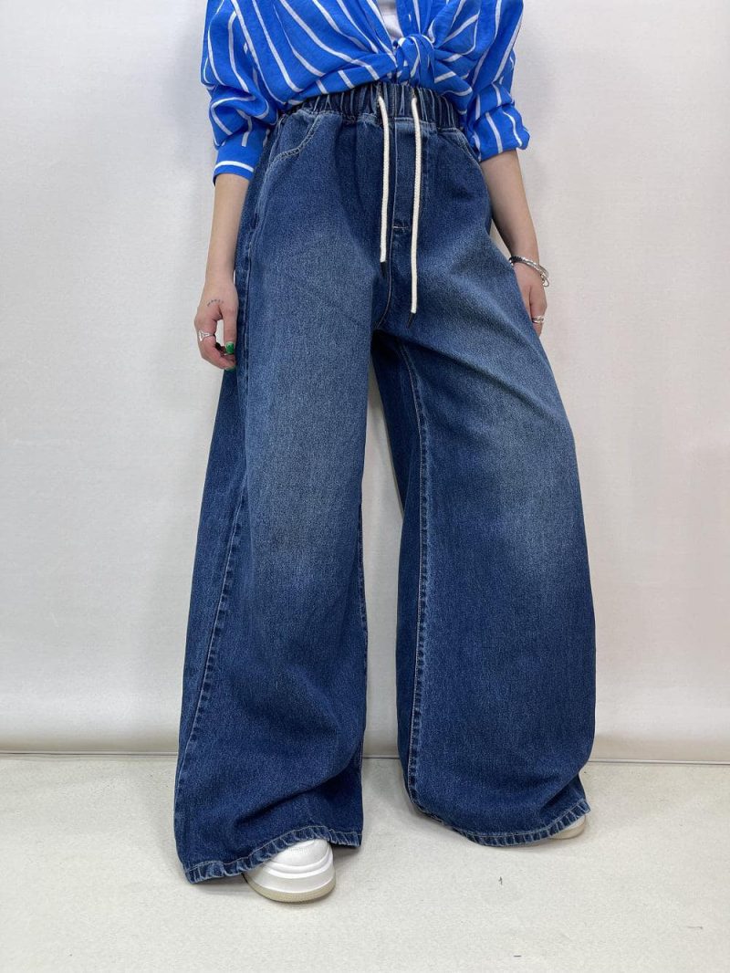 شلوار جین زنانه سوپر بگ کمر کش آبی