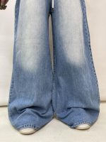 شلوار جین زنانه سوپر بگ کمر کش آبی روشن