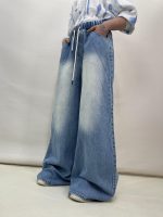 شلوار جین زنانه سوپر بگ کمر کش آبی روشن
