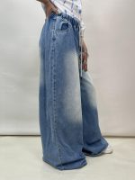 شلوار جین زنانه سوپر بگ کمر کش آبی روشن