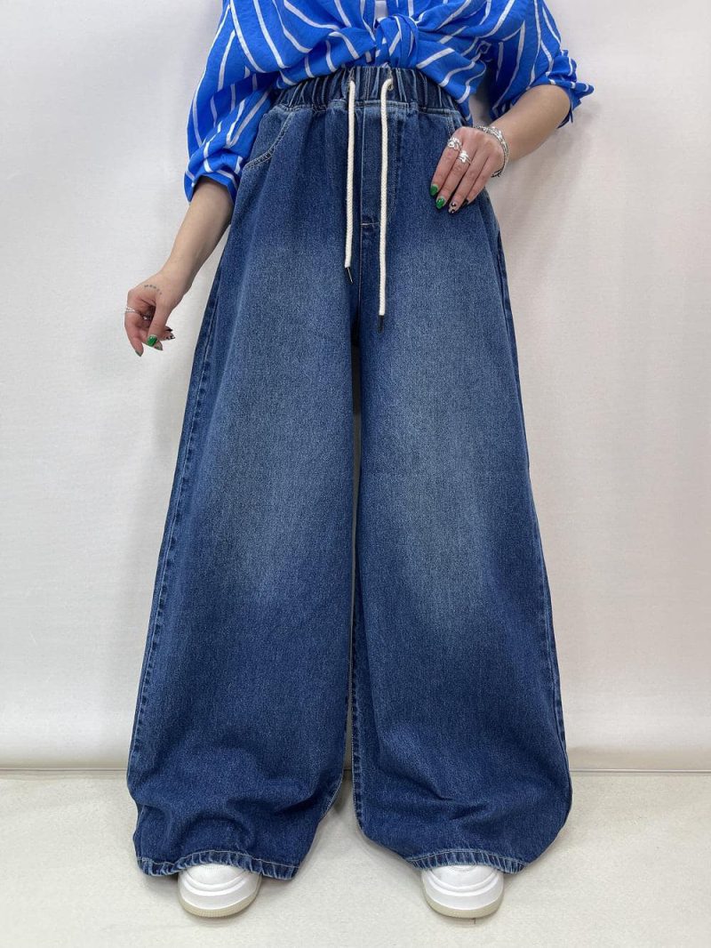 شلوار جین زنانه سوپر بگ کمر کش آبی