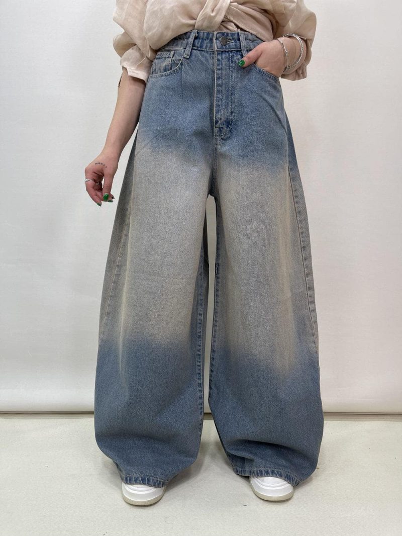 شلوار جین زنانه سوپر بگ بالون آبی