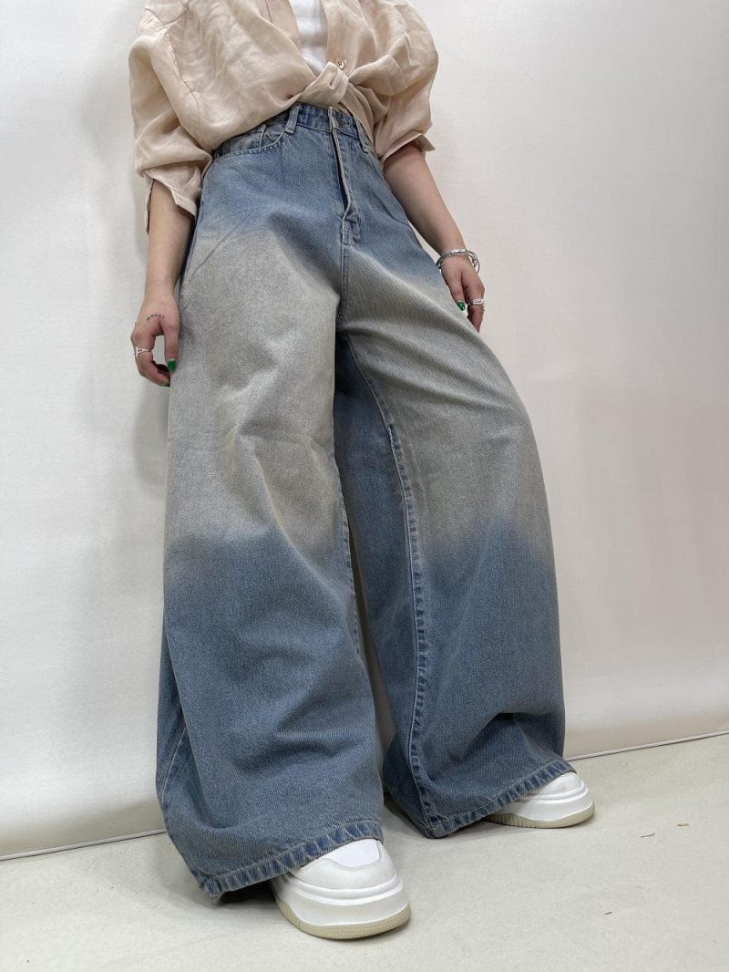 شلوار جین زنانه سوپر بگ بالون آبی