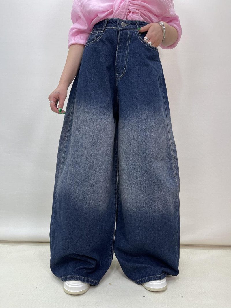 شلوار جین زنانه سوپر بگ بالون آبی