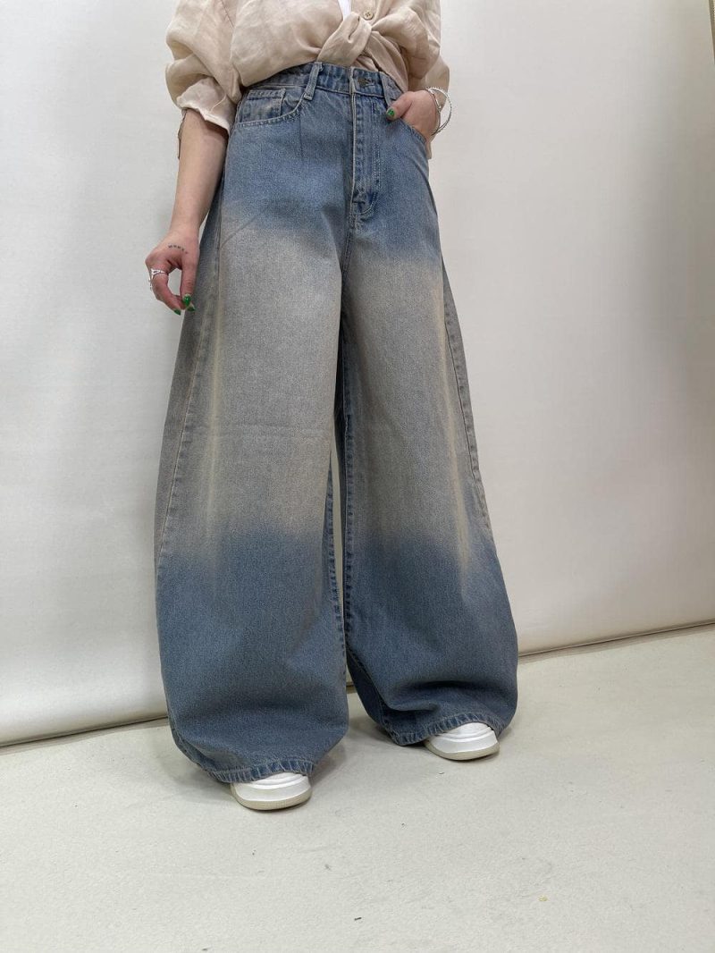 شلوار جین زنانه سوپر بگ بالون آبی