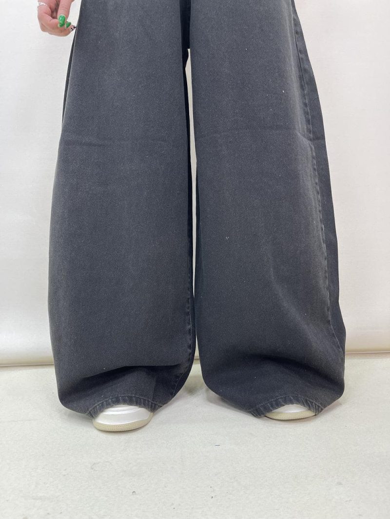 شلوار جین زنانه سوپر بگ بالون زغالی